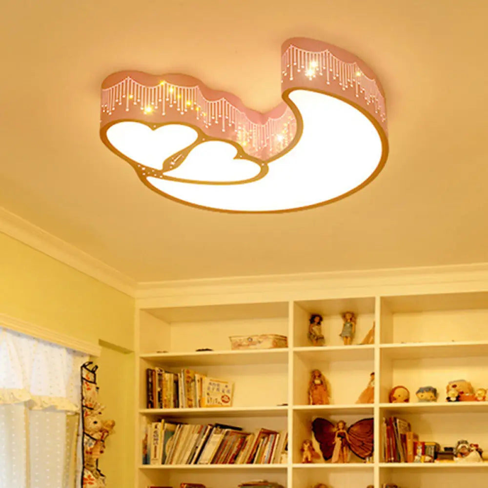 DecorBites™ DecorBites™ Kids Cartoon Moon Heart LED Ceiling Light - Metal Acrylic Mount for Bedroom