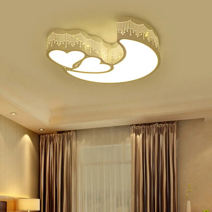 DecorBites™ DecorBites™ Kids Cartoon Moon Heart LED Ceiling Light - Metal Acrylic Mount for Bedroom
