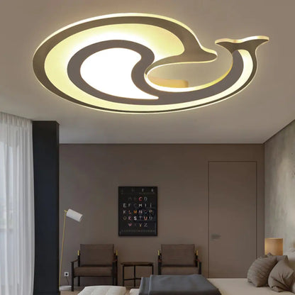 DecorBites™ DecorBites™ Kids' Cartoon Snail Shell Ceiling Light in Striped White Flush Design - Ideal for Child's Bedroom