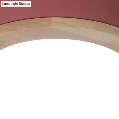 DecorBites™ DecorBites™ Kids Drum Ceiling Light with Wood and Acrylic Shade - Ideal Bedroom Flush Mount Fixture