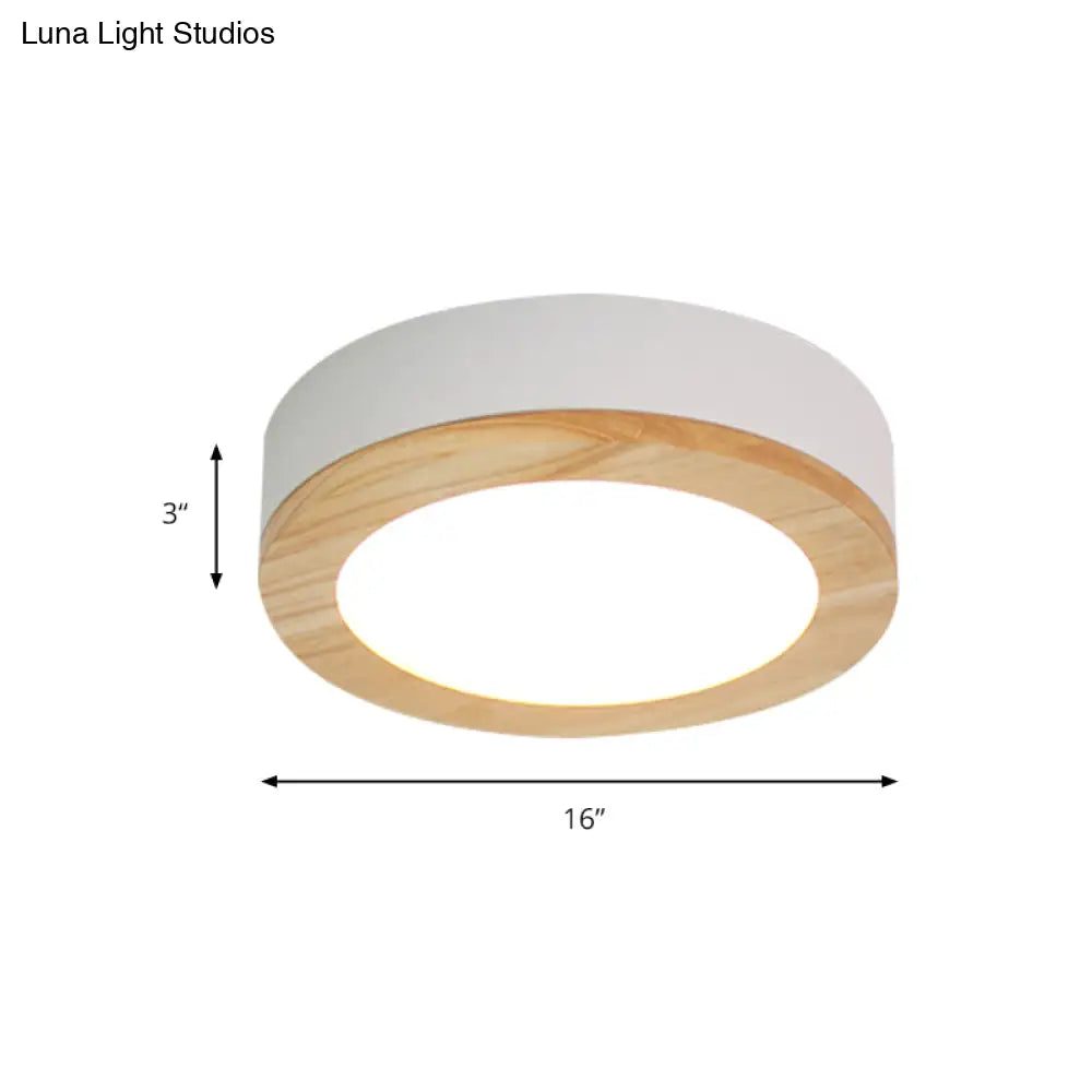 DecorBites™ DecorBites™ Kids Drum Ceiling Light with Wood and Acrylic Shade - Ideal Bedroom Flush Mount Fixture