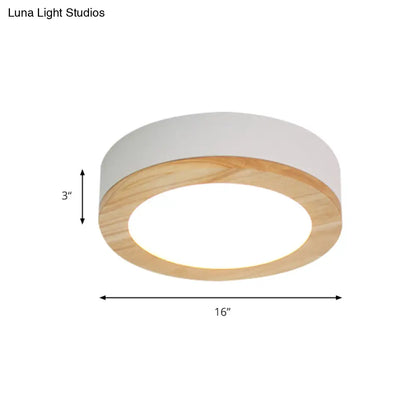 DecorBites™ DecorBites™ Kids Drum Ceiling Light with Wood and Acrylic Shade - Ideal Bedroom Flush Mount Fixture