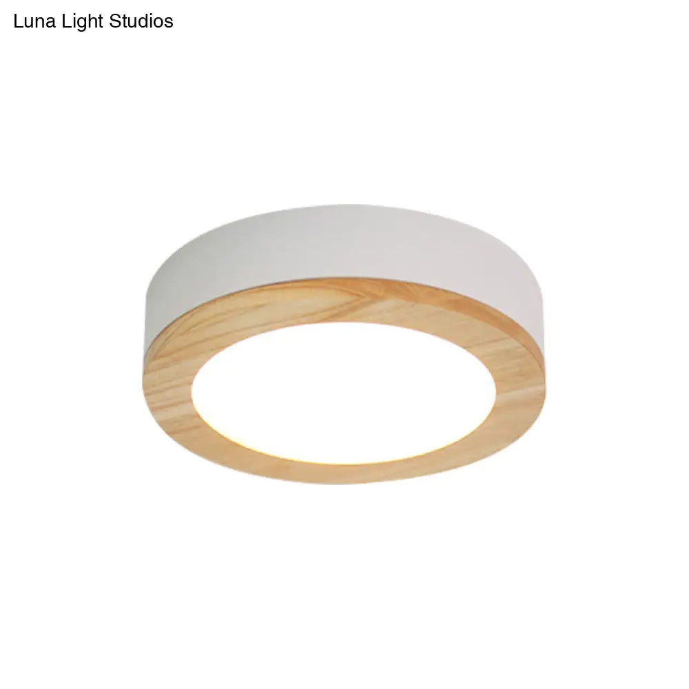 DecorBites™ DecorBites™ Kids Drum Ceiling Light with Wood and Acrylic Shade - Ideal Bedroom Flush Mount Fixture