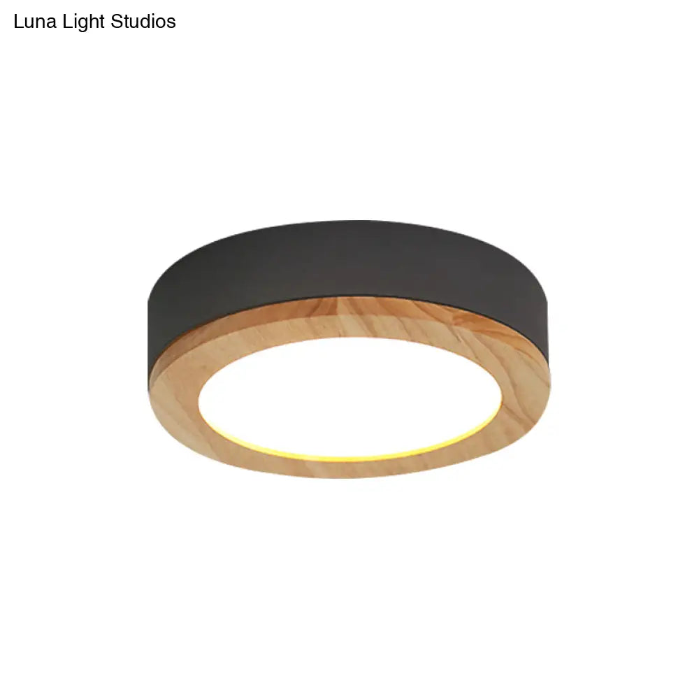 DecorBites™ DecorBites™ Kids Drum Ceiling Light with Wood and Acrylic Shade - Ideal Bedroom Flush Mount Fixture