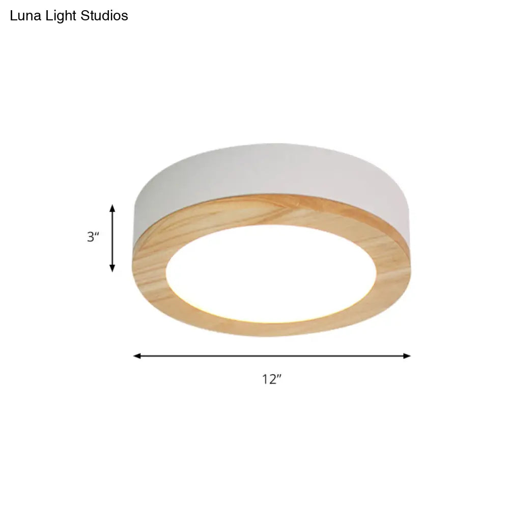 DecorBites™ DecorBites™ Kids Drum Ceiling Light with Wood and Acrylic Shade - Ideal Bedroom Flush Mount Fixture