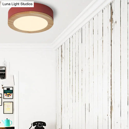 DecorBites™ DecorBites™ Kids Drum Ceiling Light with Wood and Acrylic Shade - Ideal Bedroom Flush Mount Fixture