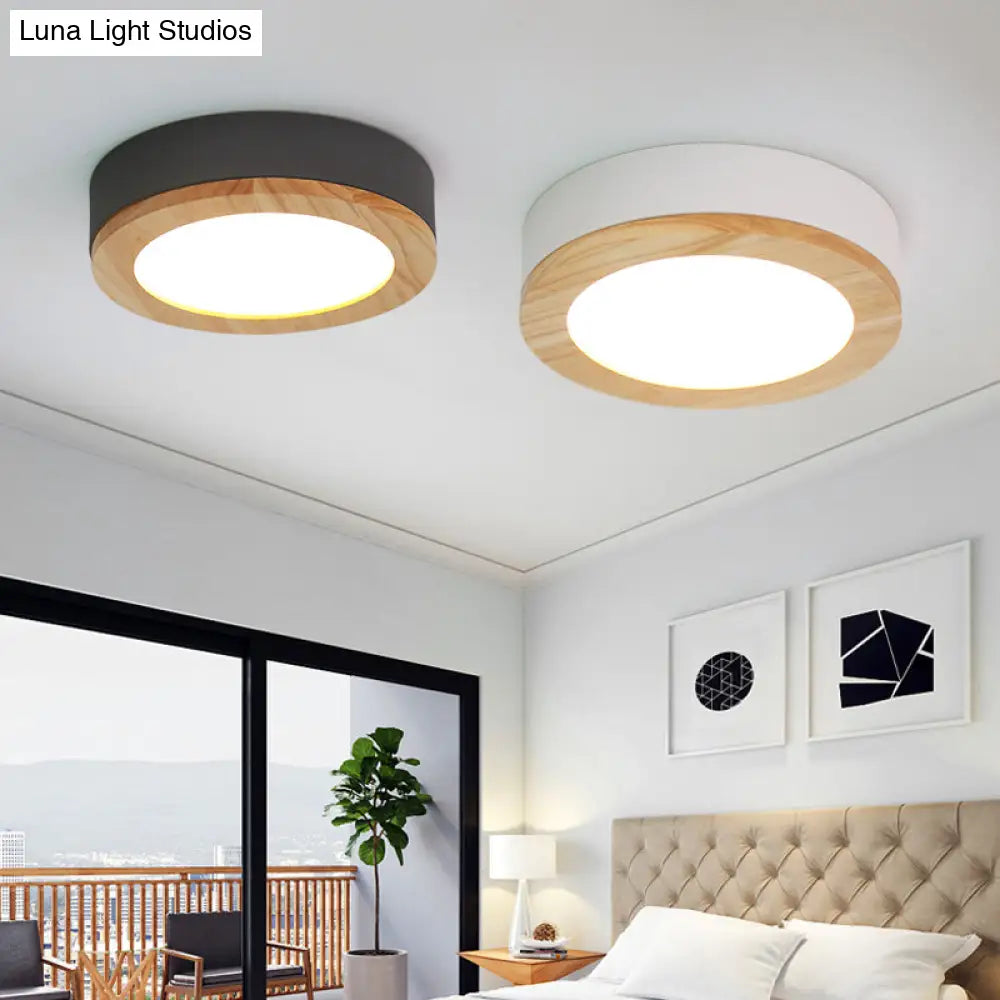 DecorBites™ DecorBites™ Kids Drum Ceiling Light with Wood and Acrylic Shade - Ideal Bedroom Flush Mount Fixture