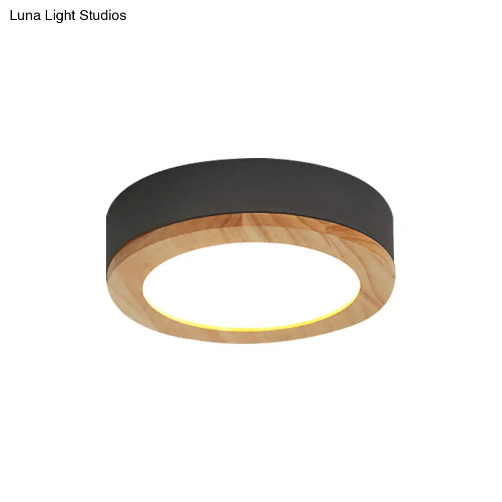 DecorBites™ DecorBites™ Kids Drum Ceiling Light with Wood and Acrylic Shade - Ideal Bedroom Flush Mount Fixture