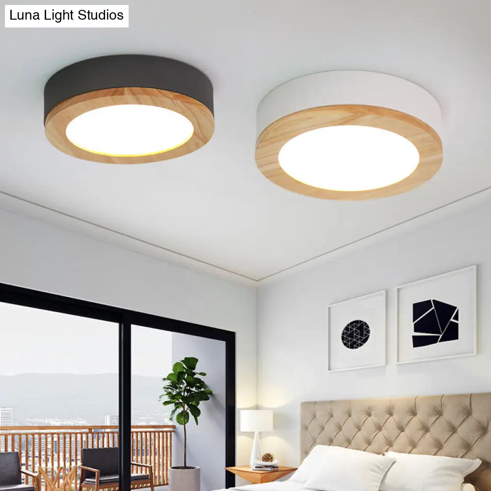 DecorBites™ DecorBites™ Kids Drum Ceiling Light with Wood and Acrylic Shade - Ideal Bedroom Flush Mount Fixture