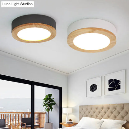 DecorBites™ DecorBites™ Kids Drum Ceiling Light with Wood and Acrylic Shade - Ideal Bedroom Flush Mount Fixture