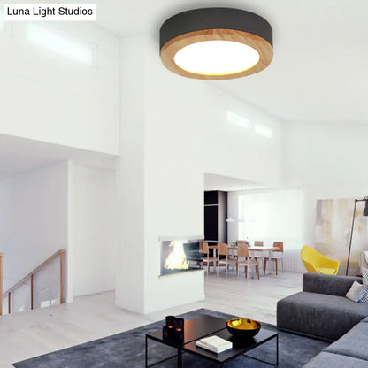 DecorBites™ DecorBites™ Kids Drum Ceiling Light with Wood and Acrylic Shade - Ideal Bedroom Flush Mount Fixture