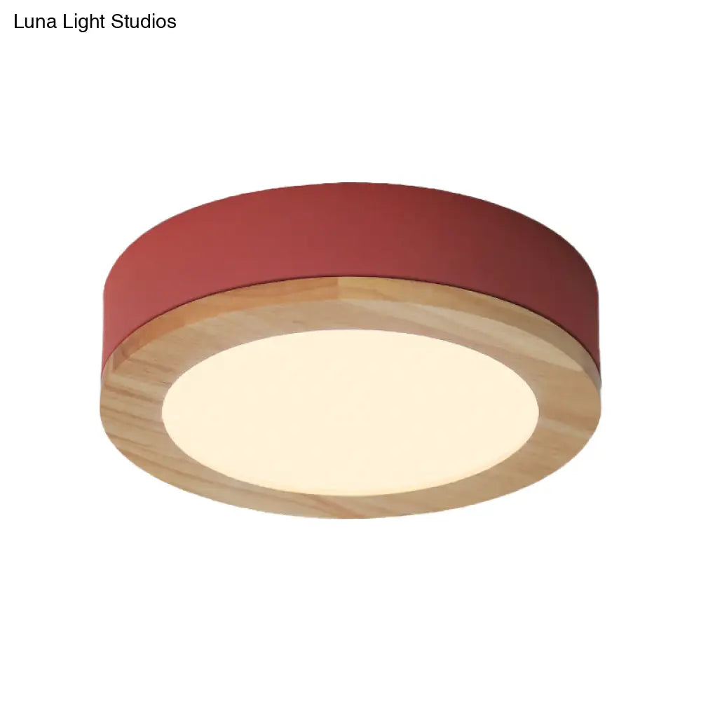DecorBites™ DecorBites™ Kids Drum Ceiling Light with Wood and Acrylic Shade - Ideal Bedroom Flush Mount Fixture