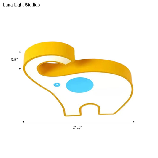 DecorBites™ DecorBites™ Kid's Elephant LED Ceiling Mount Light - Vibrant Acrylic Animal Candy Colored Lamp
