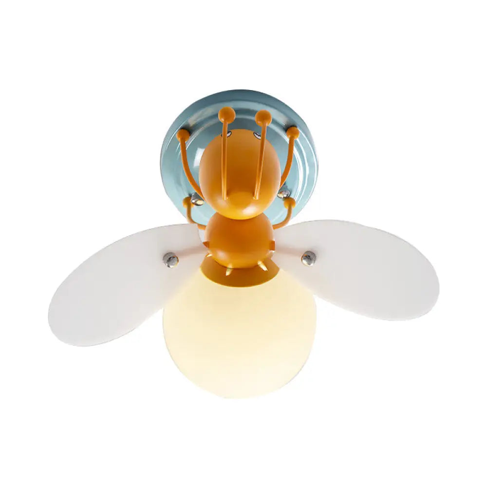 Kids Firefly Orange Glass Semi Flush Ceiling Light for Corridor