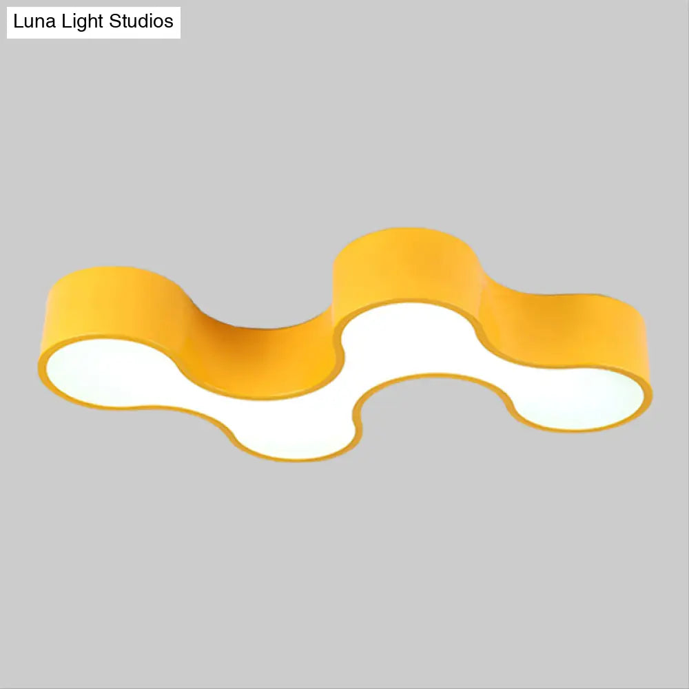 DecorBites™ DecorBites™ Kids LED Bedroom Flush Mount Lamp – Fun Blue/Yellow/Green Ceiling Lighting with Earthworm Acrylic Shade