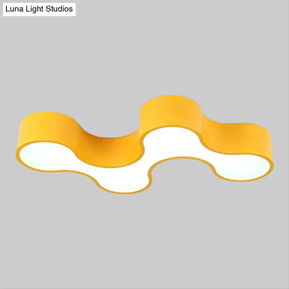 DecorBites™ DecorBites™ Kids LED Bedroom Flush Mount Lamp – Fun Blue/Yellow/Green Ceiling Lighting with Earthworm Acrylic Shade