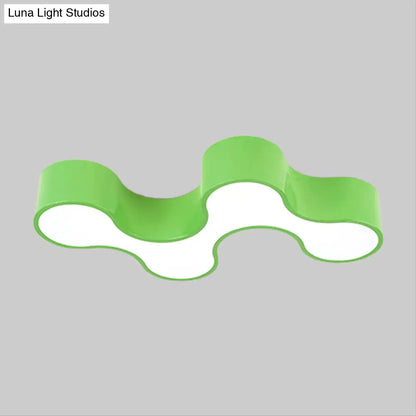 DecorBites™ DecorBites™ Kids LED Bedroom Flush Mount Lamp – Fun Blue/Yellow/Green Ceiling Lighting with Earthworm Acrylic Shade