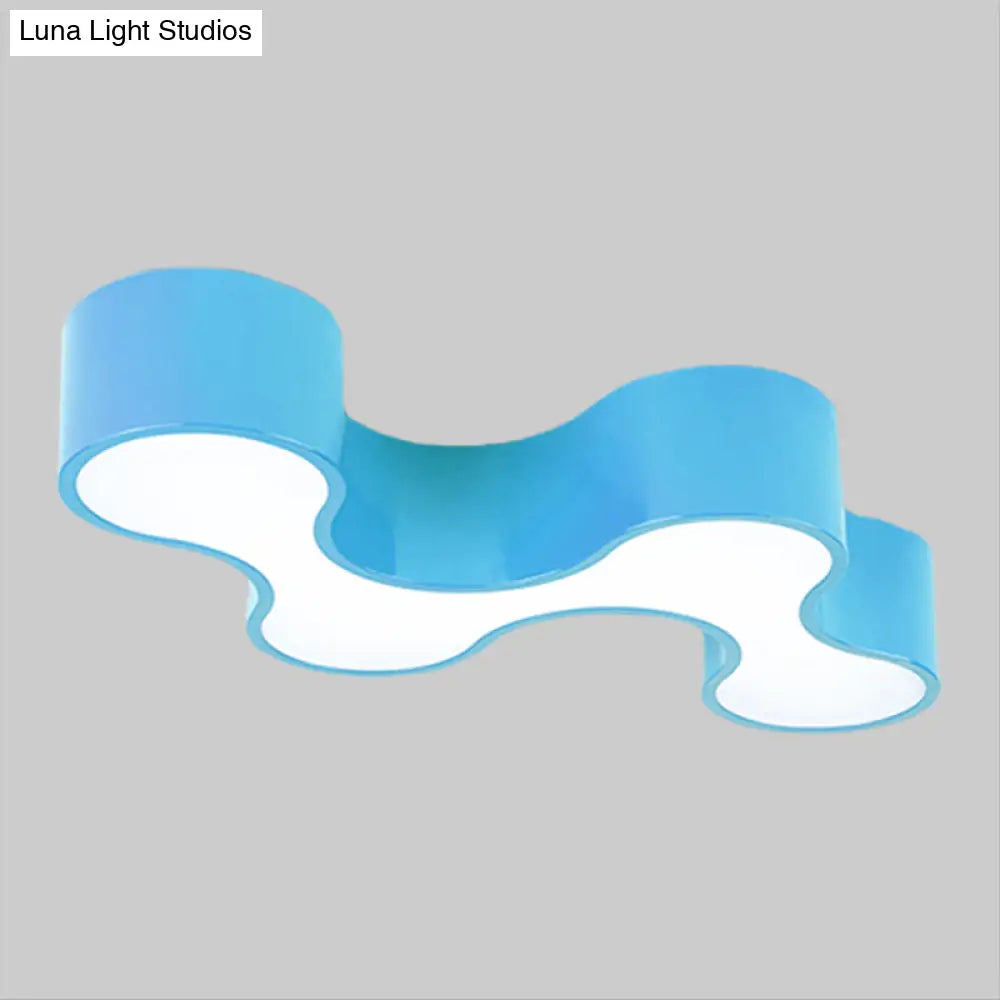 DecorBites™ DecorBites™ Kids LED Bedroom Flush Mount Lamp – Fun Blue/Yellow/Green Ceiling Lighting with Earthworm Acrylic Shade