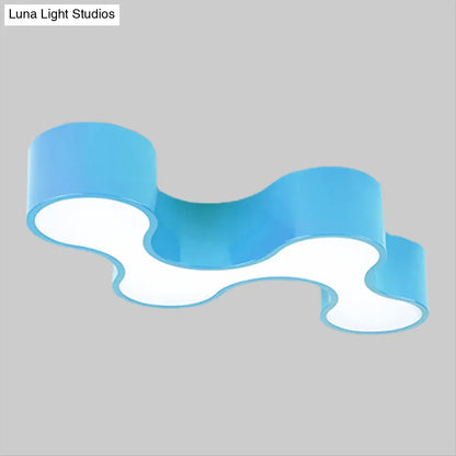 DecorBites™ DecorBites™ Kids LED Bedroom Flush Mount Lamp – Fun Blue/Yellow/Green Ceiling Lighting with Earthworm Acrylic Shade