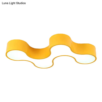 DecorBites™ DecorBites™ Kids LED Bedroom Flush Mount Lamp – Fun Blue/Yellow/Green Ceiling Lighting with Earthworm Acrylic Shade