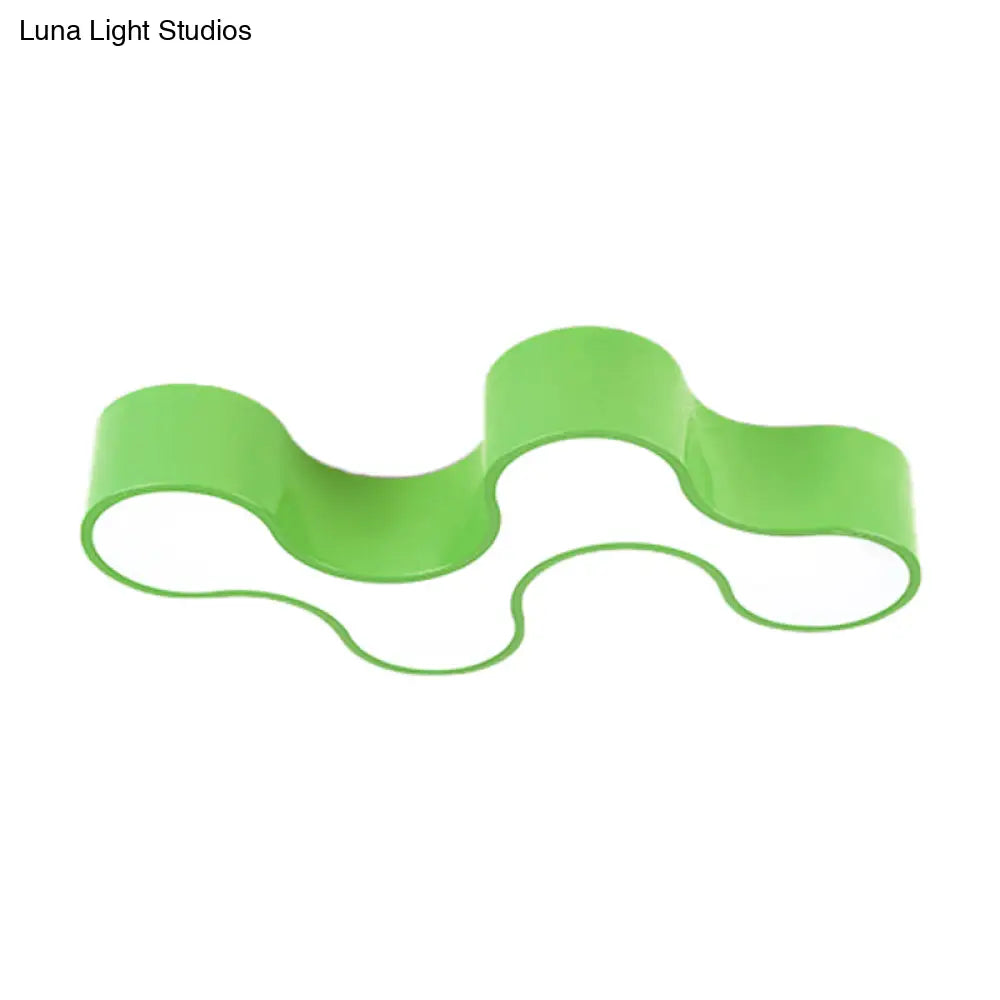 DecorBites™ DecorBites™ Kids LED Bedroom Flush Mount Lamp – Fun Blue/Yellow/Green Ceiling Lighting with Earthworm Acrylic Shade