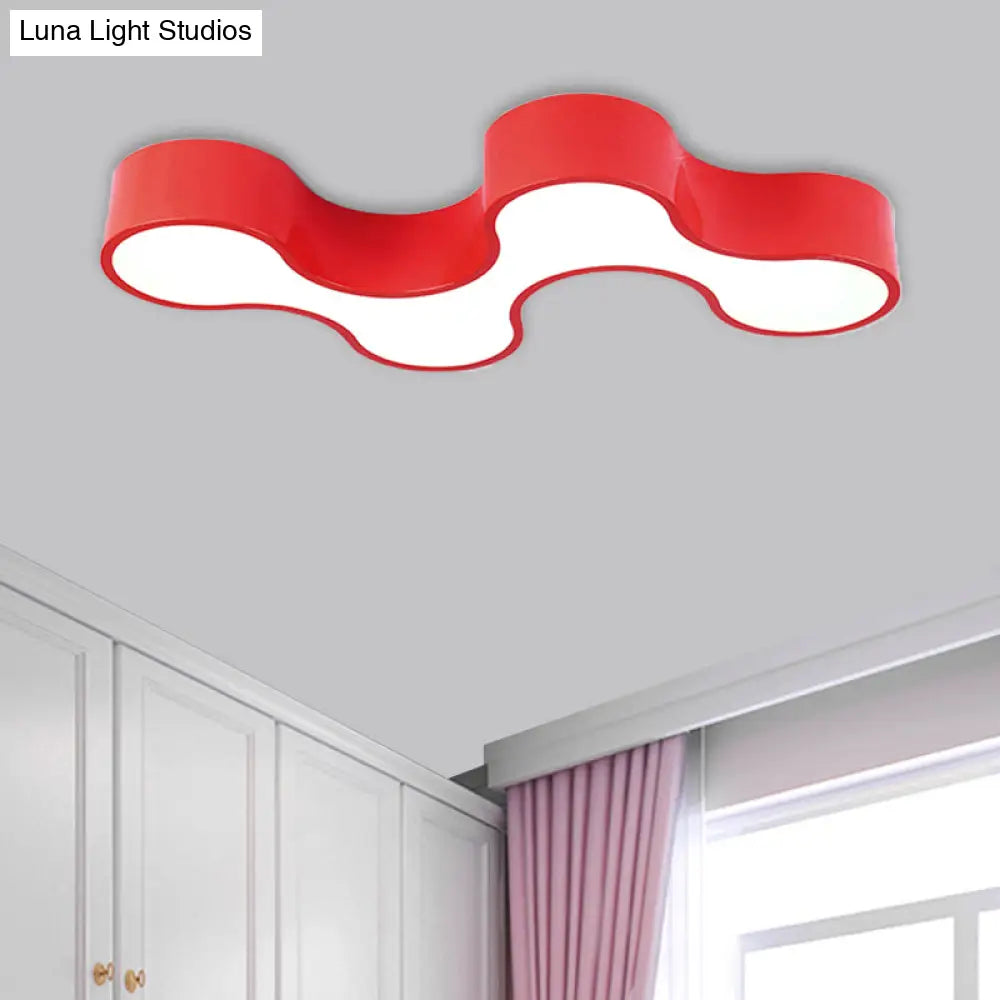 DecorBites™ DecorBites™ Kids LED Bedroom Flush Mount Lamp – Fun Blue/Yellow/Green Ceiling Lighting with Earthworm Acrylic Shade