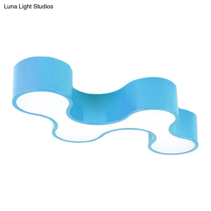 DecorBites™ DecorBites™ Kids LED Bedroom Flush Mount Lamp – Fun Blue/Yellow/Green Ceiling Lighting with Earthworm Acrylic Shade