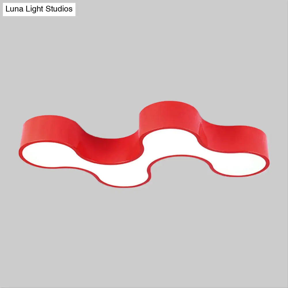 DecorBites™ DecorBites™ Kids LED Bedroom Flush Mount Lamp – Fun Blue/Yellow/Green Ceiling Lighting with Earthworm Acrylic Shade