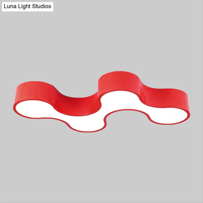 DecorBites™ DecorBites™ Kids LED Bedroom Flush Mount Lamp – Fun Blue/Yellow/Green Ceiling Lighting with Earthworm Acrylic Shade