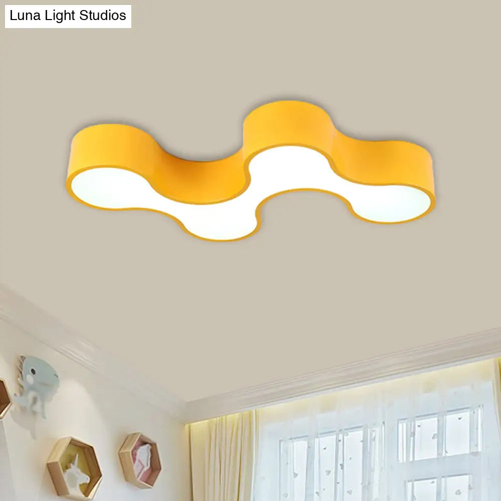 DecorBites™ DecorBites™ Kids LED Bedroom Flush Mount Lamp – Fun Blue/Yellow/Green Ceiling Lighting with Earthworm Acrylic Shade