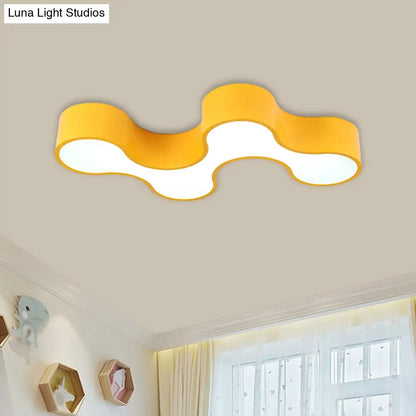 DecorBites™ DecorBites™ Kids LED Bedroom Flush Mount Lamp – Fun Blue/Yellow/Green Ceiling Lighting with Earthworm Acrylic Shade