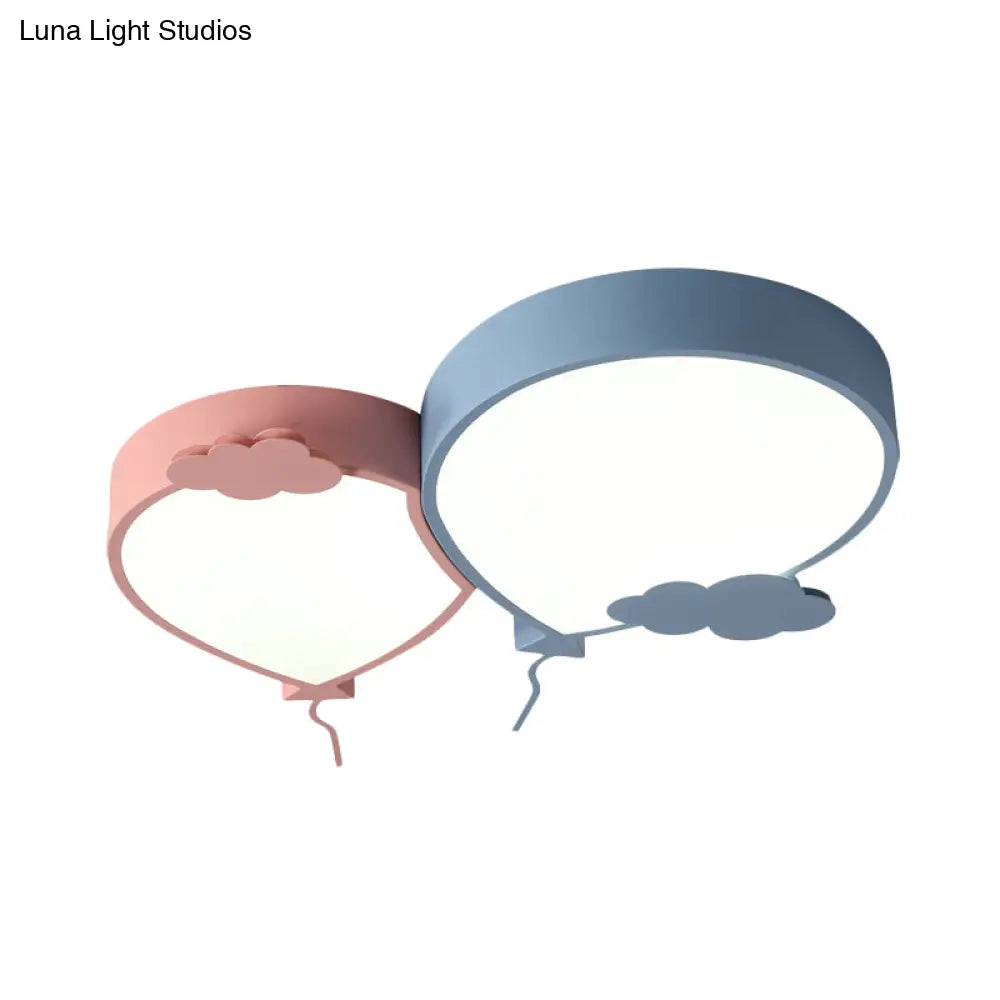 DecorBites™ DecorBites™ Kids LED Blue Flush Mount Ceiling Light with Balloon Lighting Fixture and Acrylic Shade in White/Warm Light