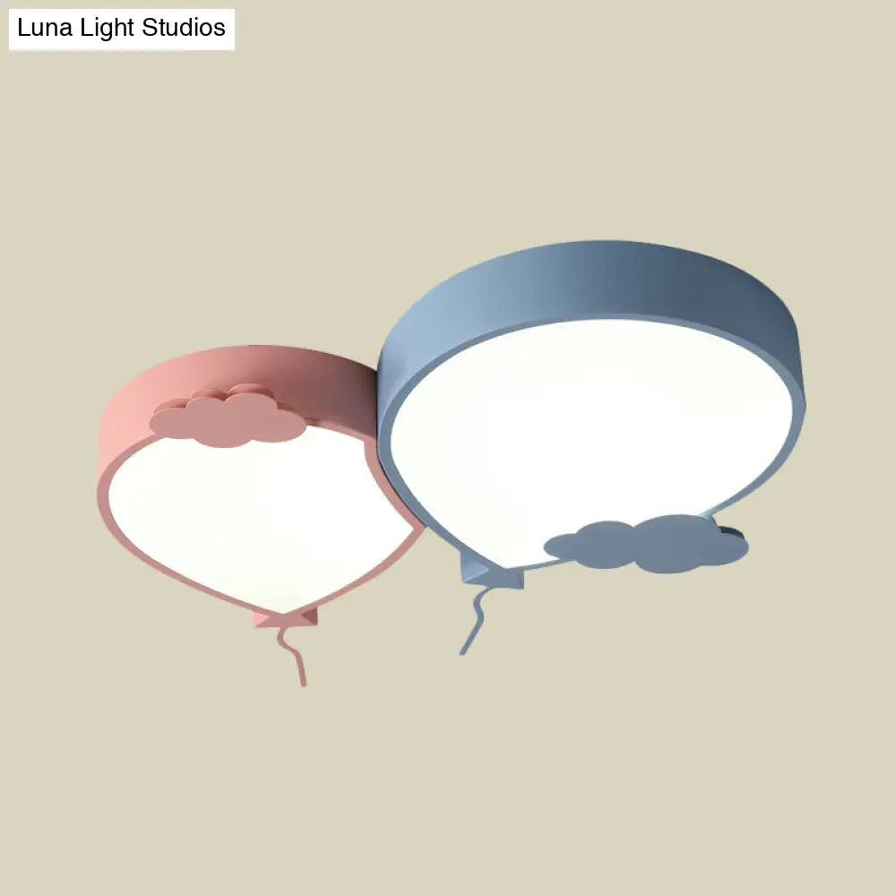 DecorBites™ DecorBites™ Kids LED Blue Flush Mount Ceiling Light with Balloon Lighting Fixture and Acrylic Shade in White/Warm Light