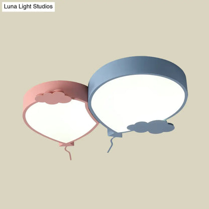 DecorBites™ DecorBites™ Kids LED Blue Flush Mount Ceiling Light with Balloon Lighting Fixture and Acrylic Shade in White/Warm Light