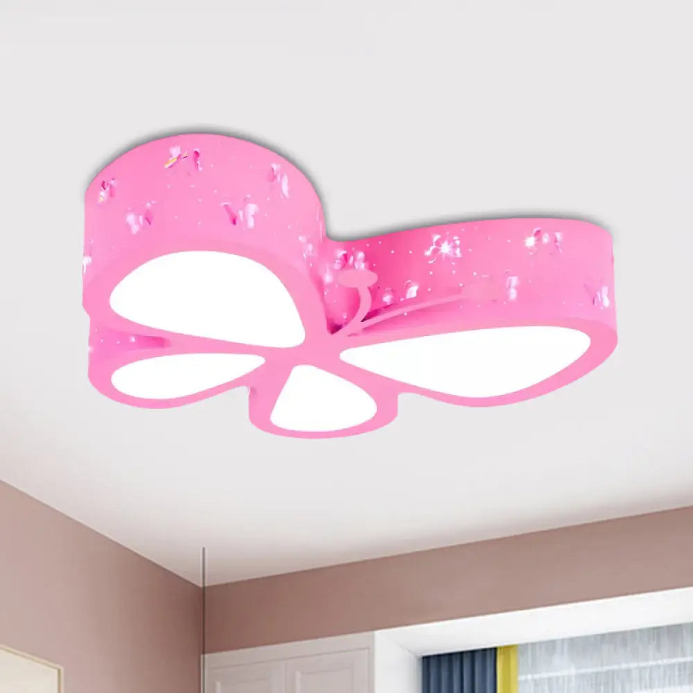 DecorBites™ DecorBites™ Kids LED Butterfly Ceiling Light - Acrylic Flush Mount, Pink/Blue/Orange with Warm/White Light