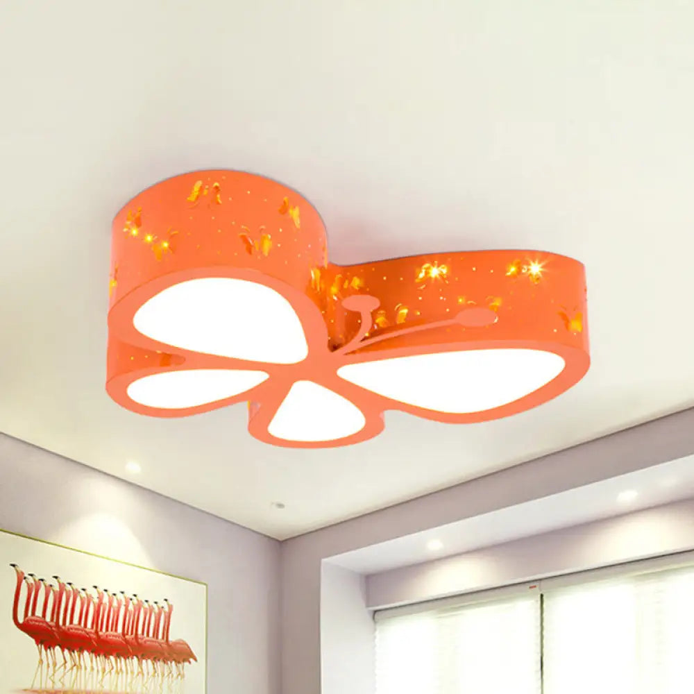 DecorBites™ DecorBites™ Kids LED Butterfly Ceiling Light - Acrylic Flush Mount, Pink/Blue/Orange with Warm/White Light