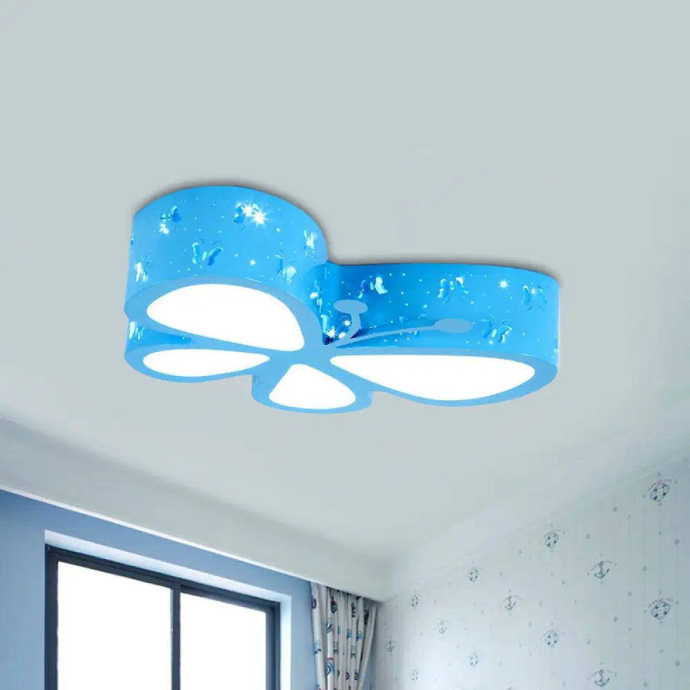 DecorBites™ DecorBites™ Kids LED Butterfly Ceiling Light - Acrylic Flush Mount, Pink/Blue/Orange with Warm/White Light