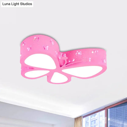 DecorBites™ DecorBites™ Kids LED Butterfly Ceiling Light - Acrylic Flush Mount, Pink/Blue/Orange with Warm/White Light