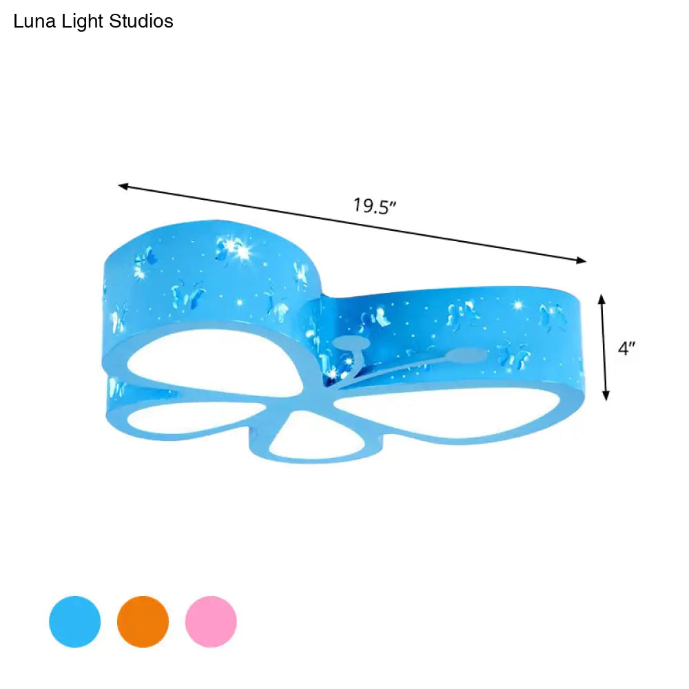 DecorBites™ DecorBites™ Kids LED Butterfly Ceiling Light - Acrylic Flush Mount, Pink/Blue/Orange with Warm/White Light