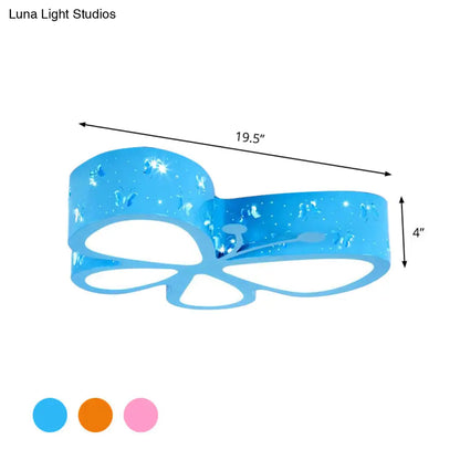 DecorBites™ DecorBites™ Kids LED Butterfly Ceiling Light - Acrylic Flush Mount, Pink/Blue/Orange with Warm/White Light