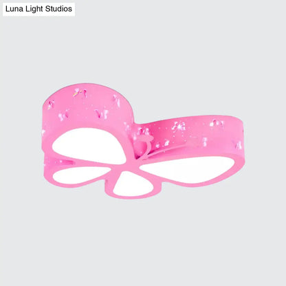 DecorBites™ DecorBites™ Kids LED Butterfly Ceiling Light - Acrylic Flush Mount, Pink/Blue/Orange with Warm/White Light
