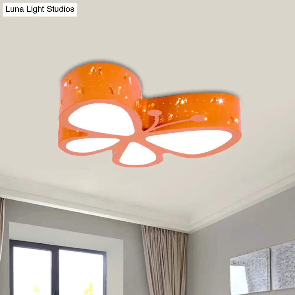 DecorBites™ DecorBites™ Kids LED Butterfly Ceiling Light - Acrylic Flush Mount, Pink/Blue/Orange with Warm/White Light