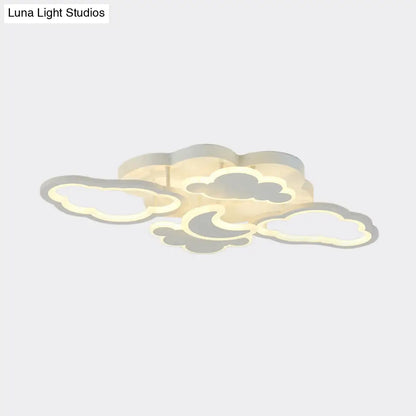 DecorBites™ DecorBites™ Kid's LED Ceiling Light: Moonlit Starry Sky Semi Flush Mount for Bedroom - Pink/White