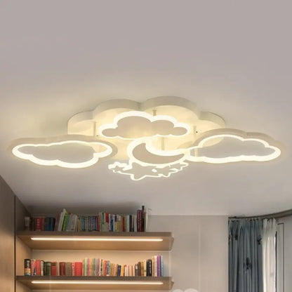 DecorBites™ DecorBites™ Kid's LED Ceiling Light: Moonlit Starry Sky Semi Flush Mount for Bedroom - Pink/White