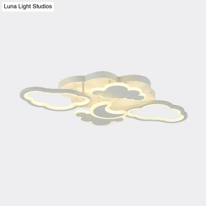 DecorBites™ DecorBites™ Kid's LED Ceiling Light: Moonlit Starry Sky Semi Flush Mount for Bedroom - Pink/White