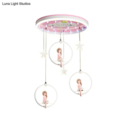DecorBites™ DecorBites™ Kids LED Ceiling Light with Princess/Astronaut Theme - Pink/Blue Flush Mount Circle Lamp
