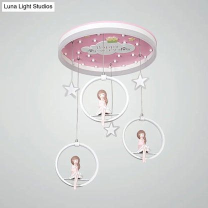 DecorBites™ DecorBites™ Kids LED Ceiling Light with Princess/Astronaut Theme - Pink/Blue Flush Mount Circle Lamp