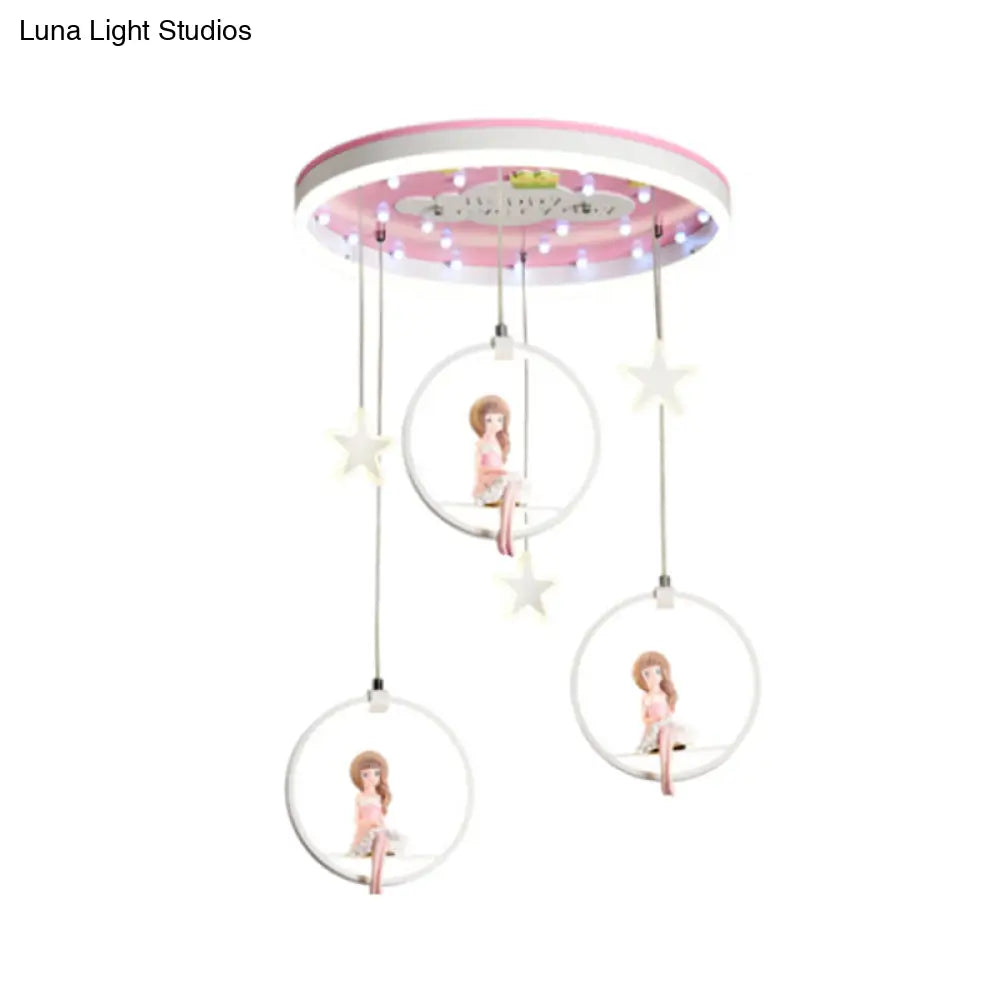 DecorBites™ DecorBites™ Kids LED Ceiling Light with Princess/Astronaut Theme - Pink/Blue Flush Mount Circle Lamp