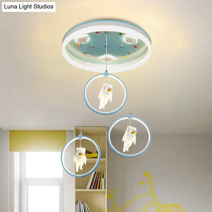 DecorBites™ DecorBites™ Kids LED Ceiling Light with Princess/Astronaut Theme - Pink/Blue Flush Mount Circle Lamp