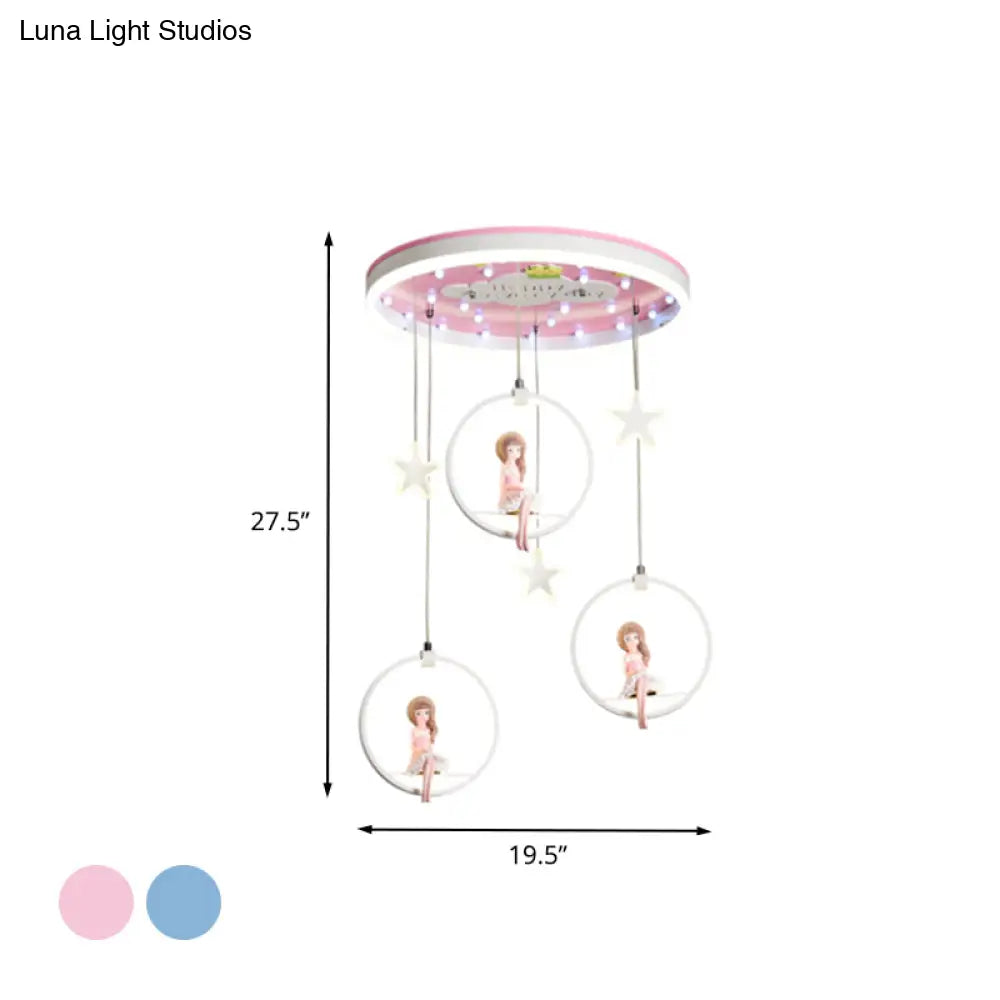 DecorBites™ DecorBites™ Kids LED Ceiling Light with Princess/Astronaut Theme - Pink/Blue Flush Mount Circle Lamp